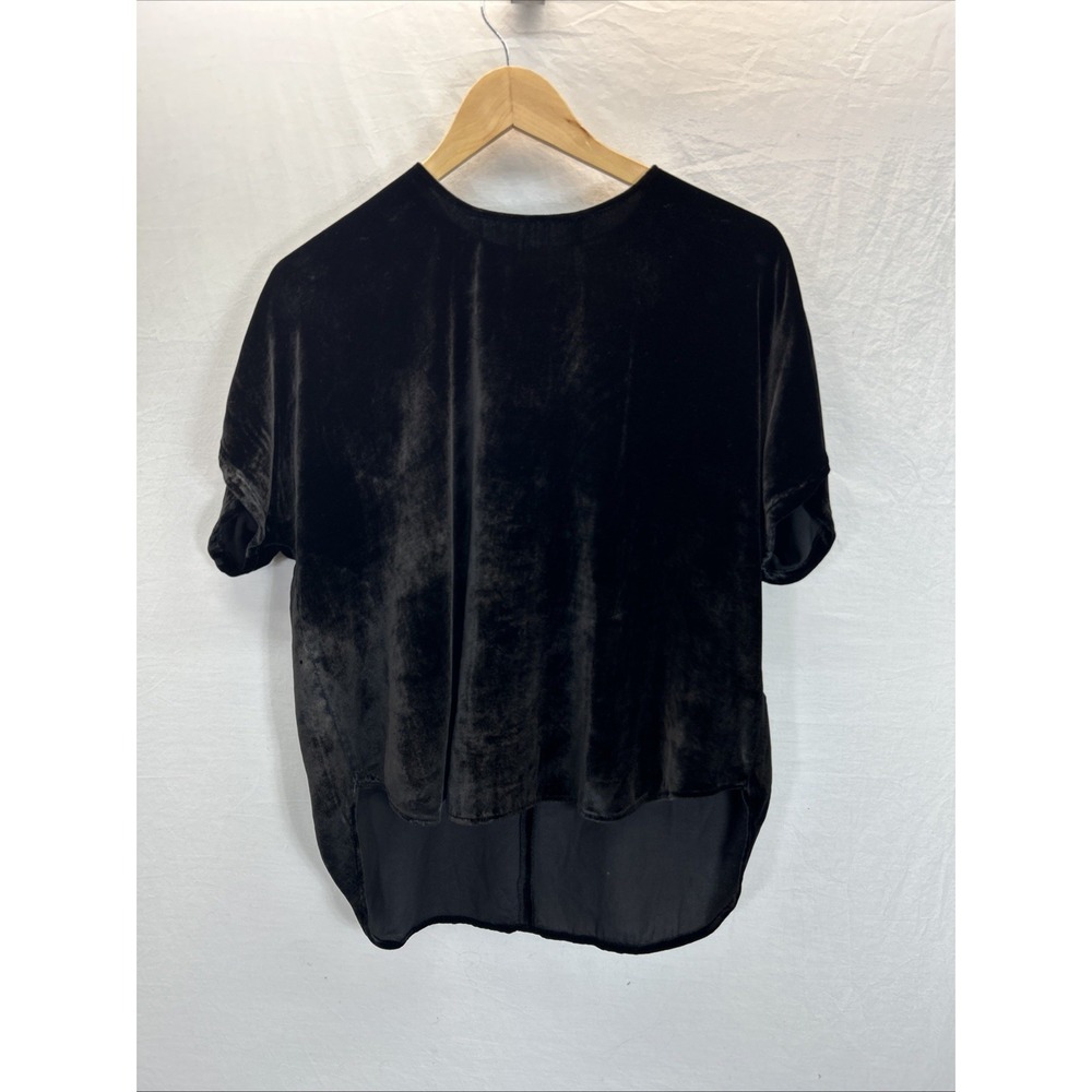 Madewell Velvet Silk Blnd Top Blouse Black Short Sleeve Women's Size S Holiday M